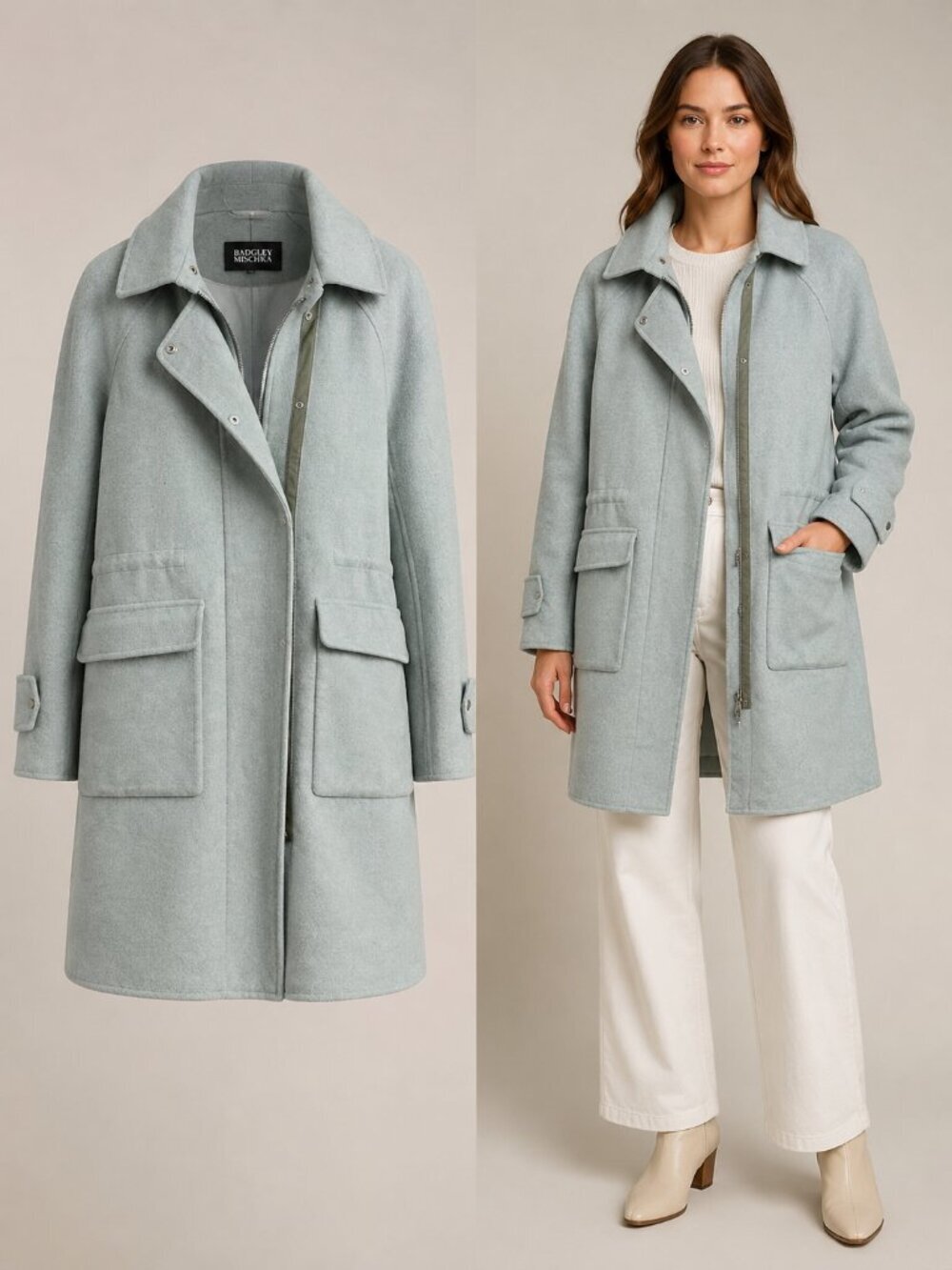 BADGLEY MISCHKA | Misty Mint Breanne Wool Blend Coat | Women’s | M | NWT